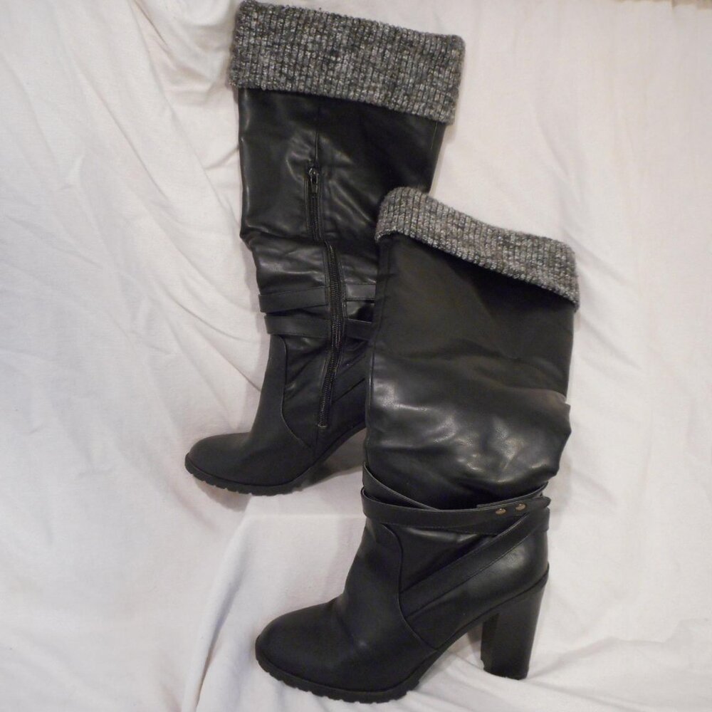 Jakera Black Knee Boots with Wool Upper
